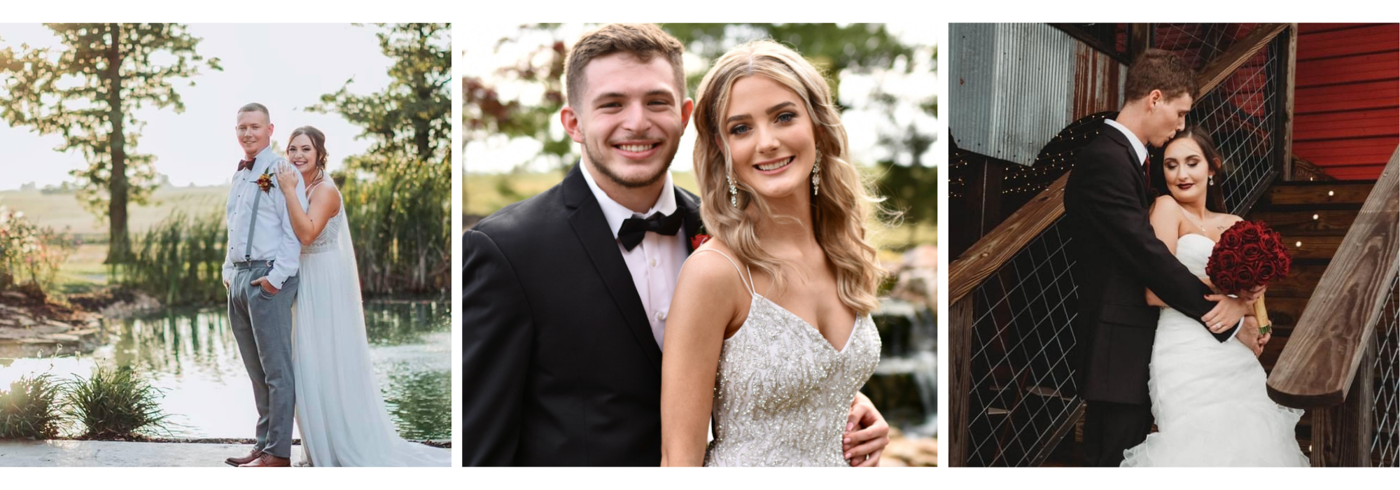 collage of proms and weddings